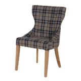 Jeffrey Grey Check Buttoned Dining Chair